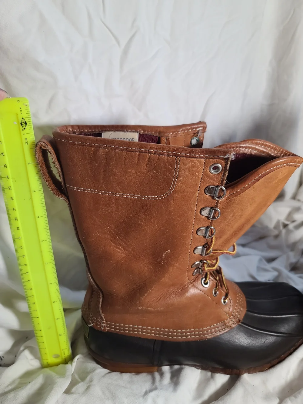 L.L. Bean Two-Tone Leather and Rubber Duck Boots in Brown and Black